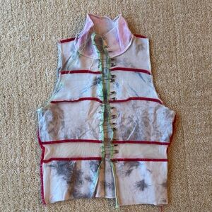 Multicolor Sleeveless Top Safety Pin Detail